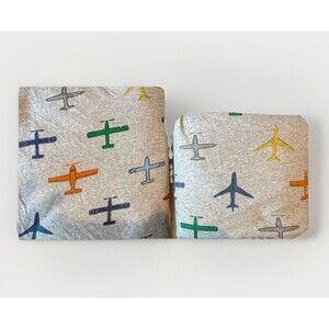 HTF PBK "IN FLIGHT" Flat Fitted Organic Soft Jersey Airplane Pilot Sheets